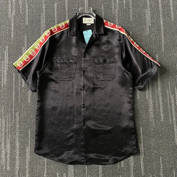 99新 LouisVuitton/路易威登 双G织带短袖衬衫/尺码44
