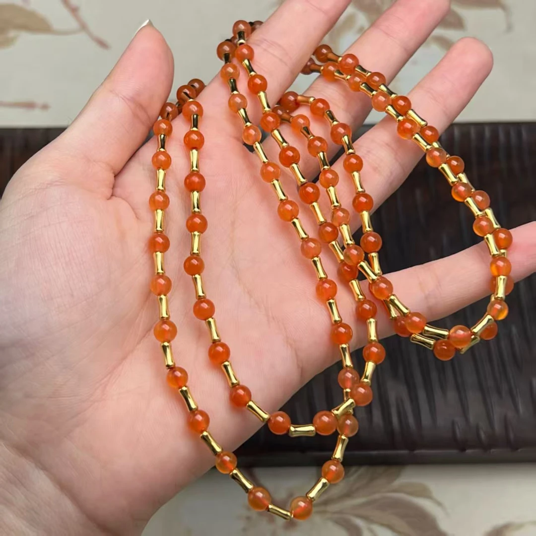 【北野珠宝】天然原矿南红多圈手串-B107H-55多样性发一5mm