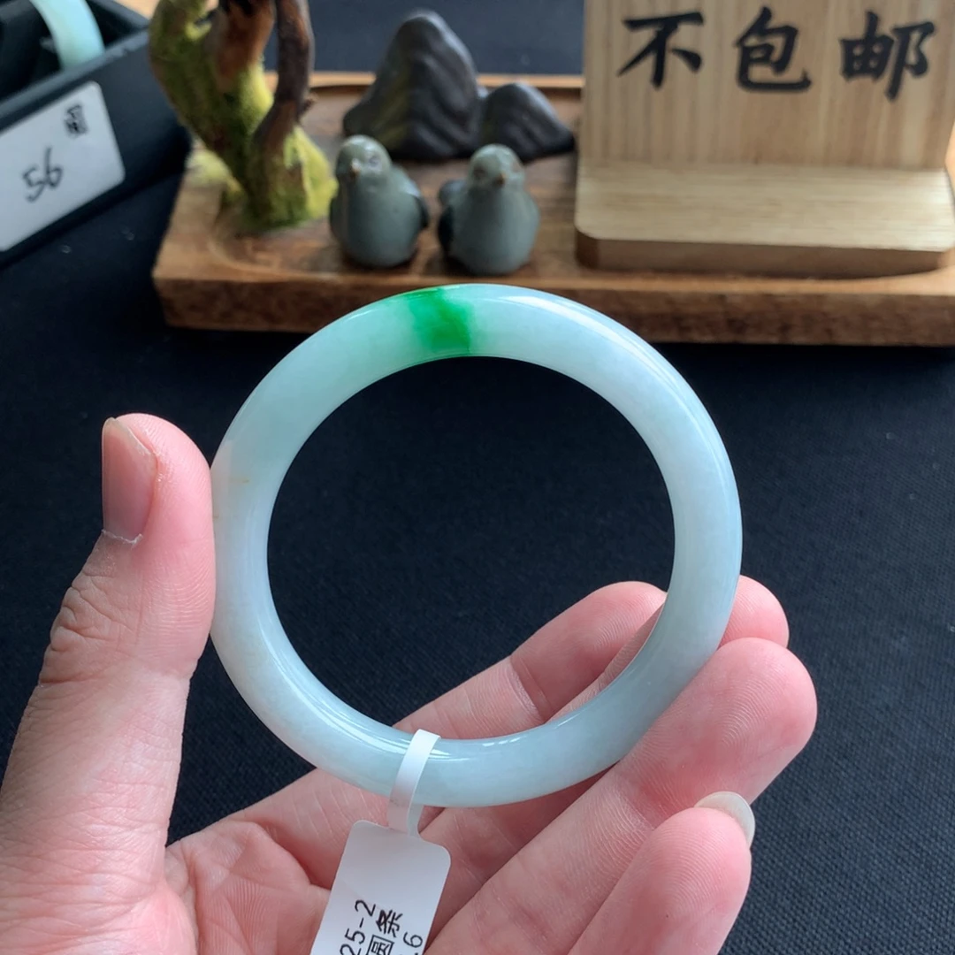 翡翠未镶嵌手镯圈口5455