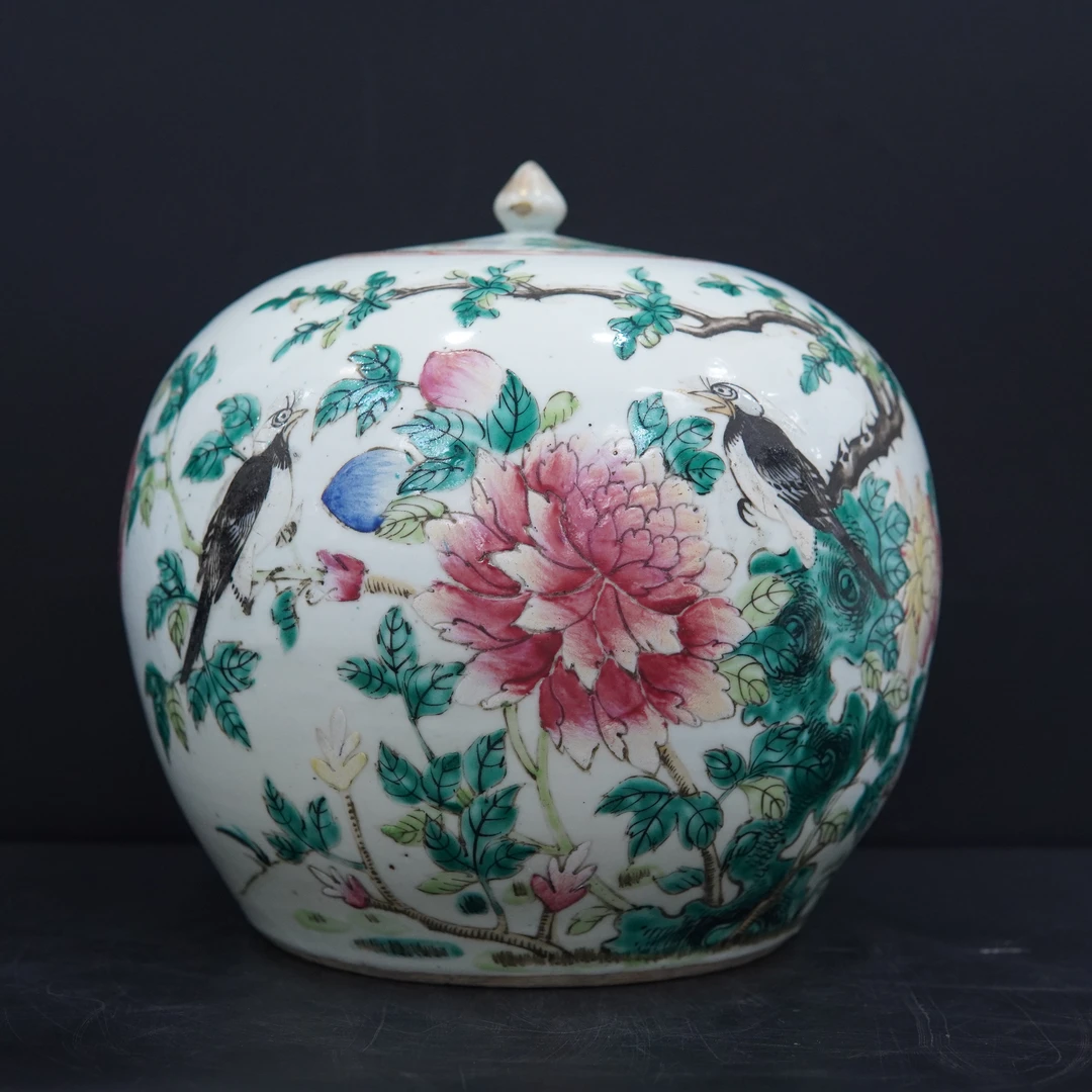 AK00131粉彩富贵到白头西瓜罐