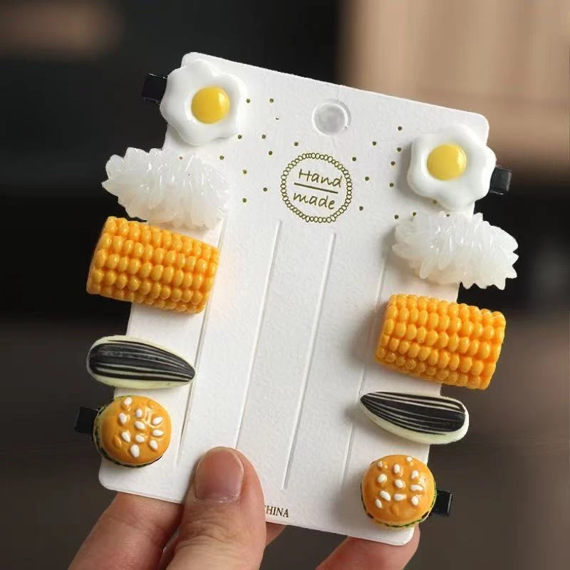 可爱宝宝发夹碎发夹仿真食物发卡瓜子玉米发夹搞怪发夹食玩迷你夹