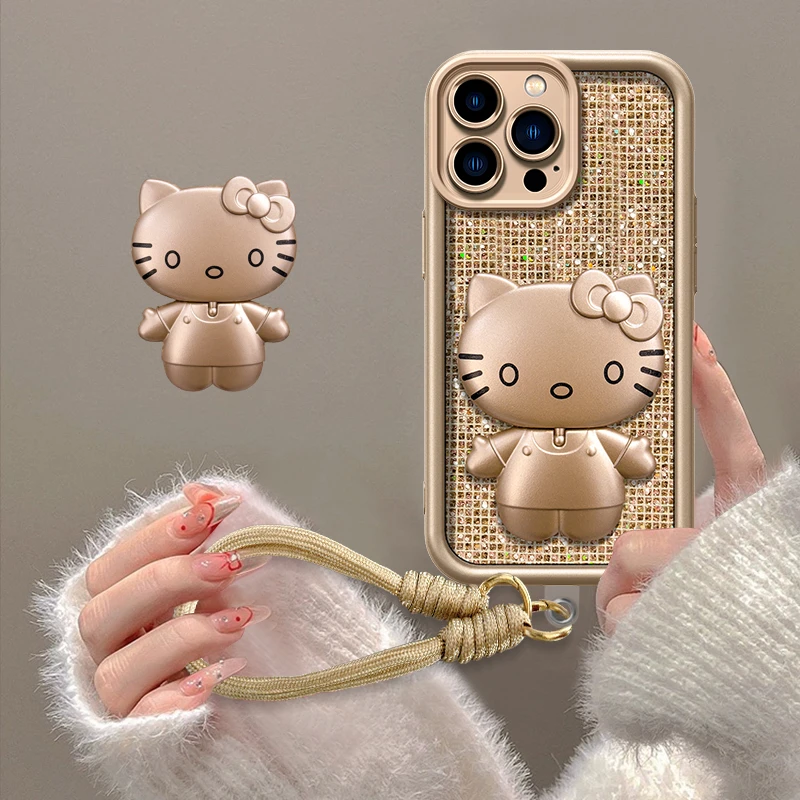 喵咪支架适用苹果vivo华为oppo小米iPhone17天眼闪钻全包手机壳