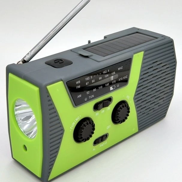 未拆封  手摇发电太阳能充电多功能手电筒收音机