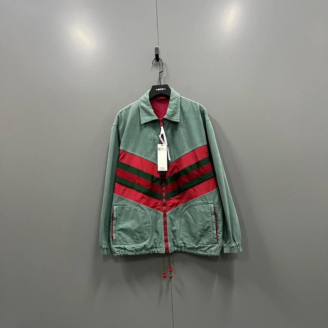 99新 GUCCI/古驰 (ll) 条纹牛仔拉链外套 46码/018028