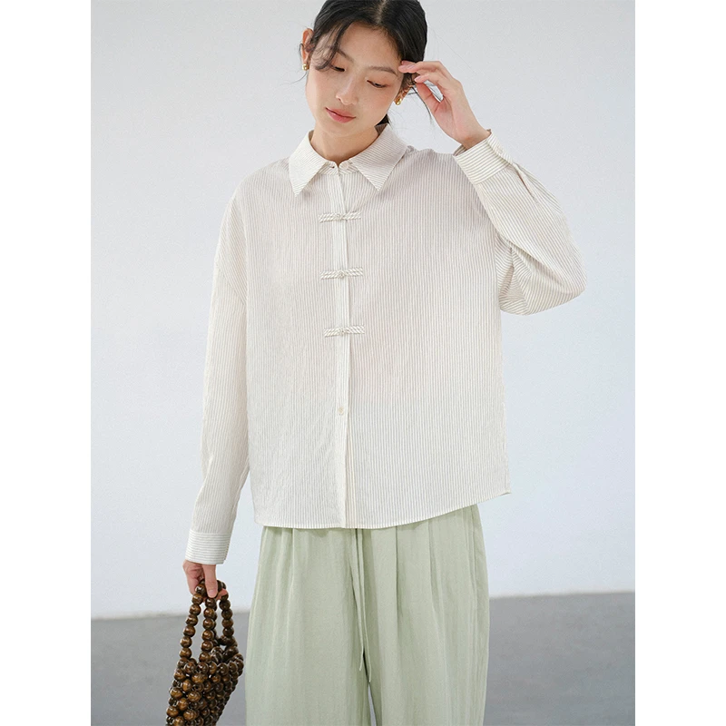 素典【白露】别致新中式国风盘扣衬衫上衣女高级感改良百搭1707