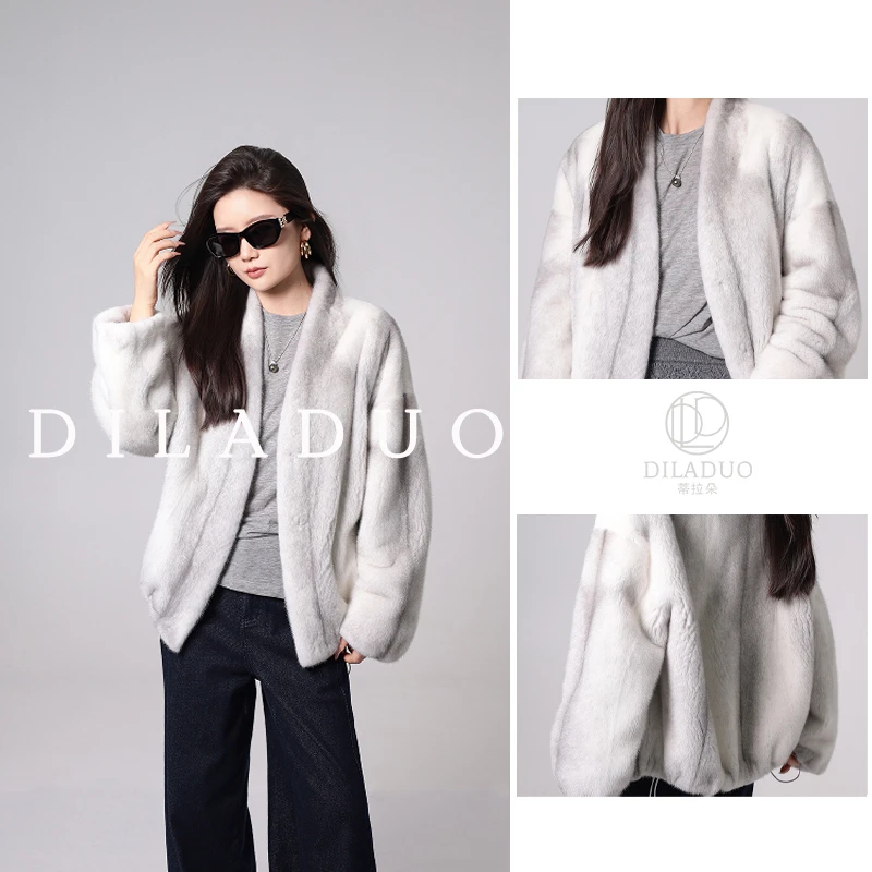 海宁皮草进口水貂短款貂皮大衣女式皮草进口貂蓝宝石十字