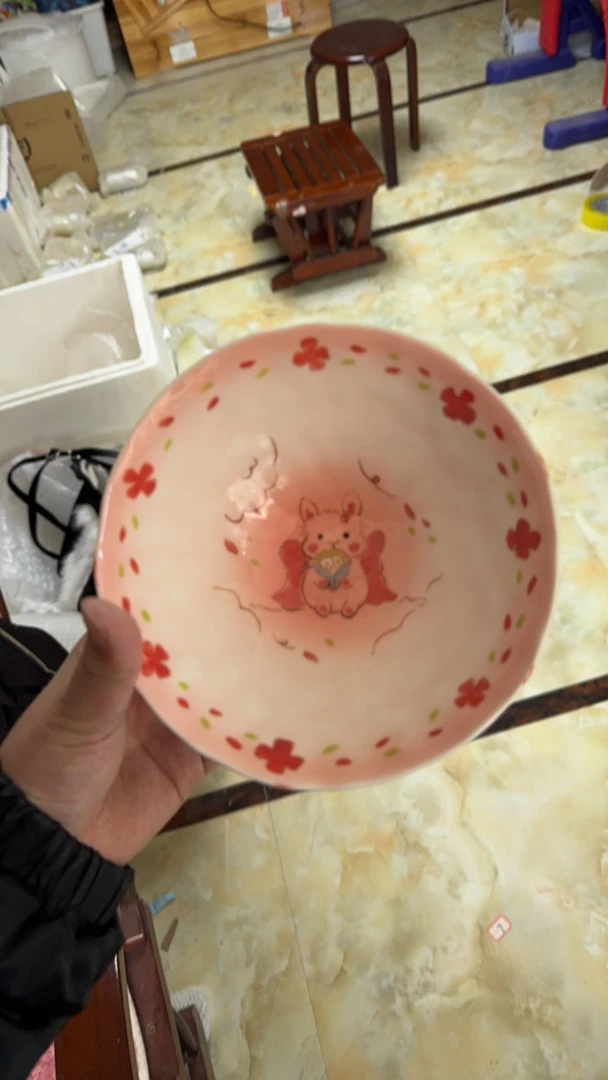 粉红色兔子大碗0001