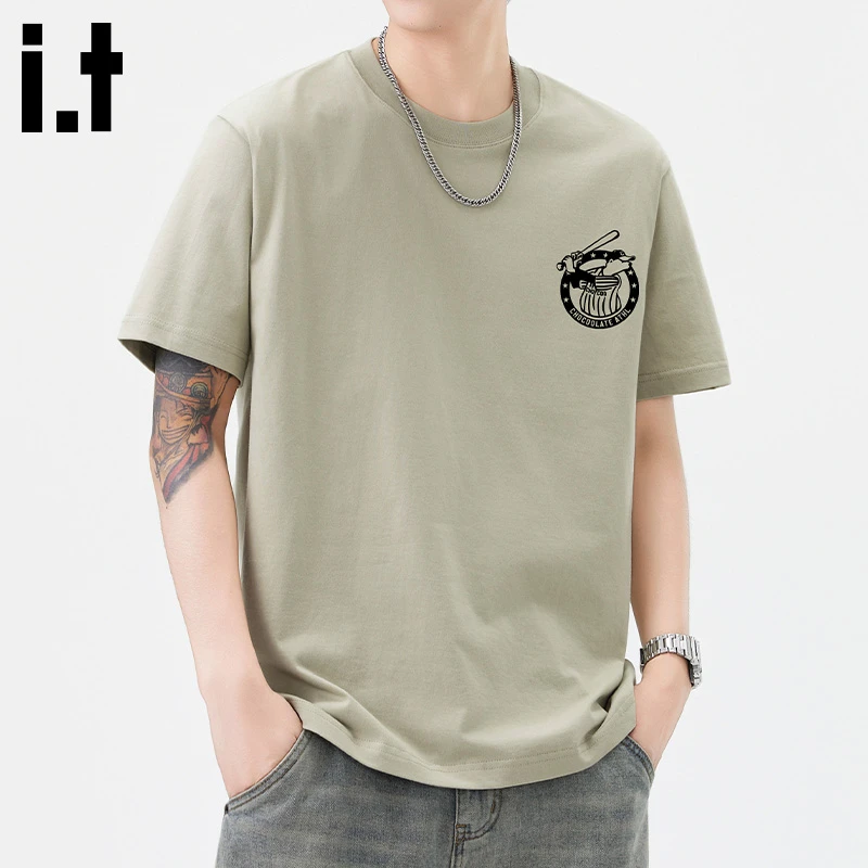 i.t:CHOCOOLATE2025年夏季薄款短袖男款简约透气百搭宽松休闲t恤