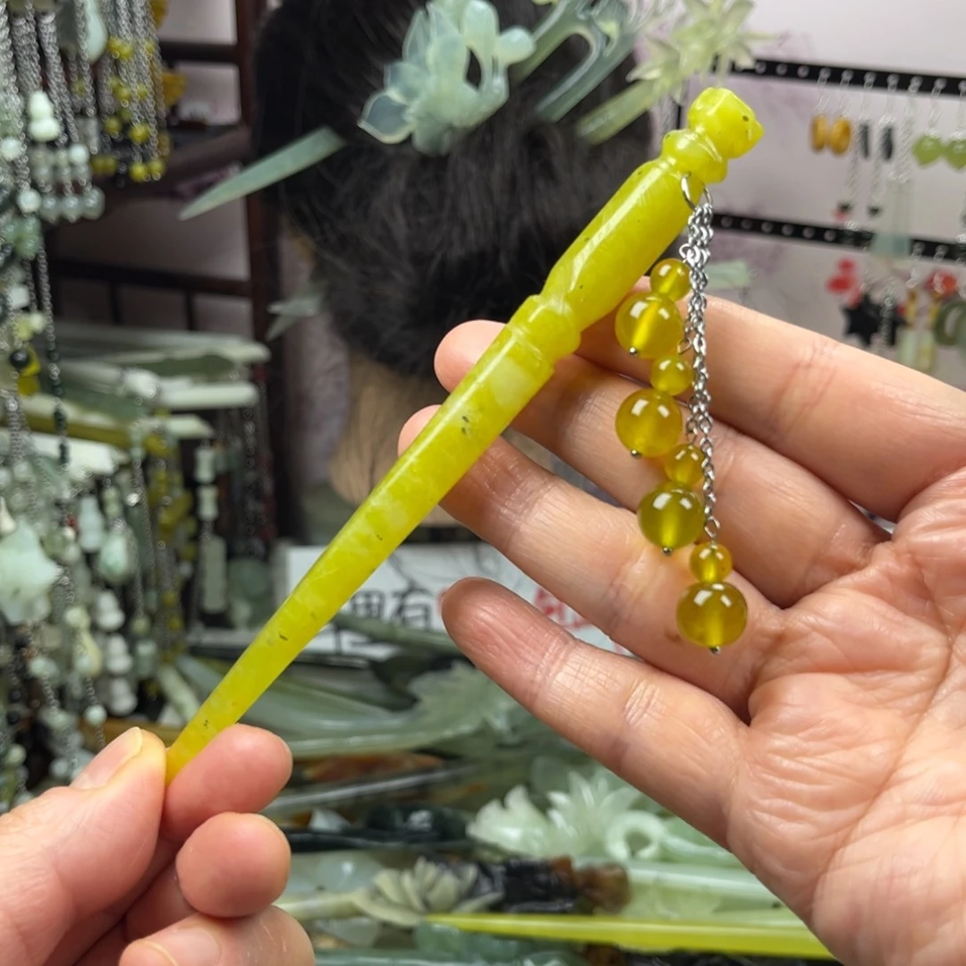 岫玉未镶嵌发饰长度14.5厘米左右