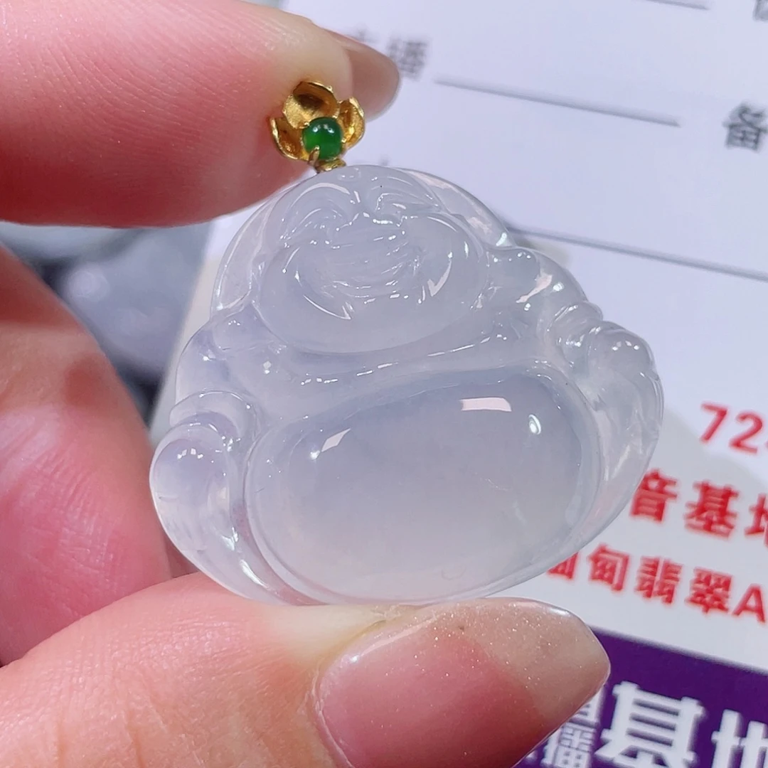 翡翠18K金镶嵌颈饰佛公