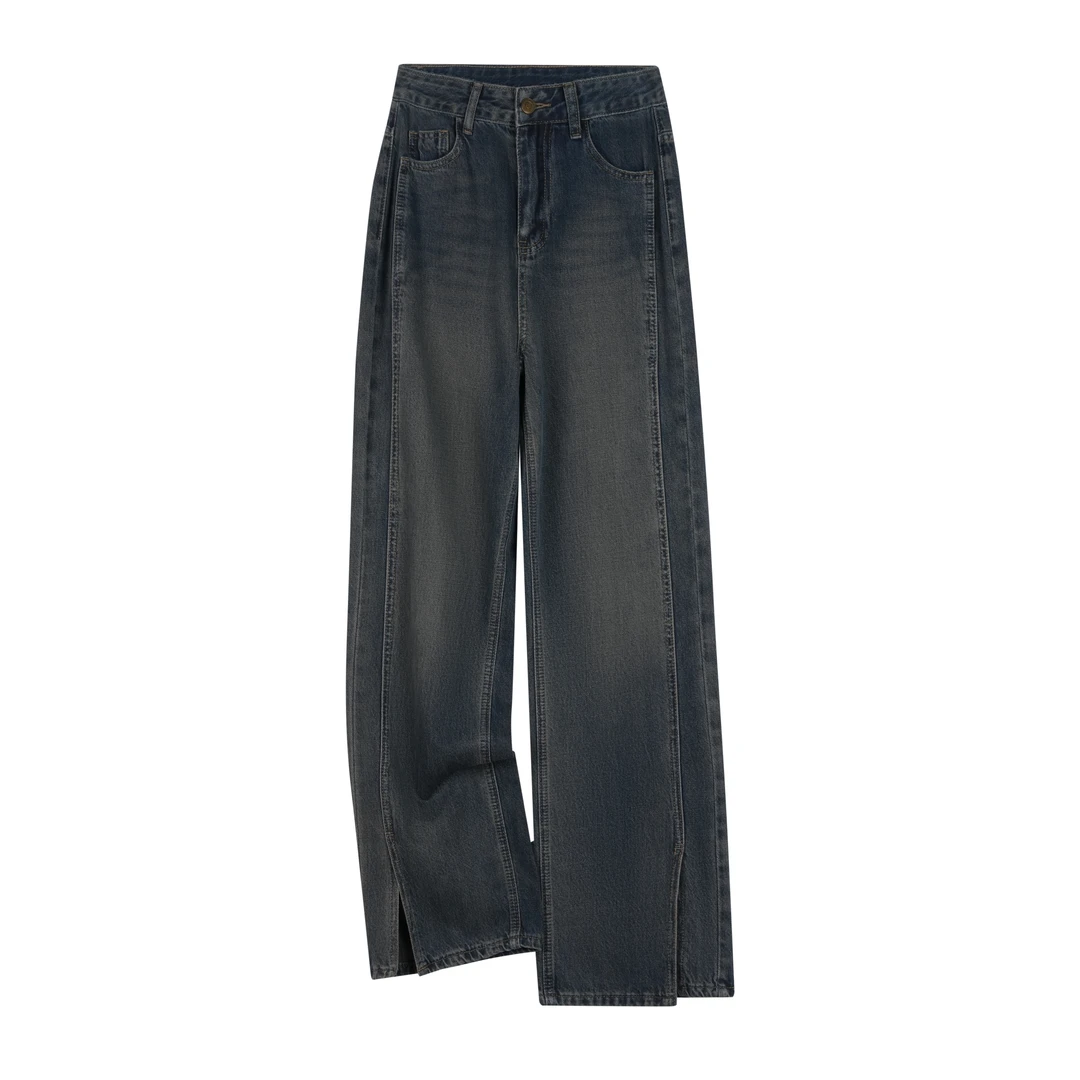 [DK415]2025年春季新款时尚百搭休闲潮流做旧水洗工艺阔腿牛仔裤