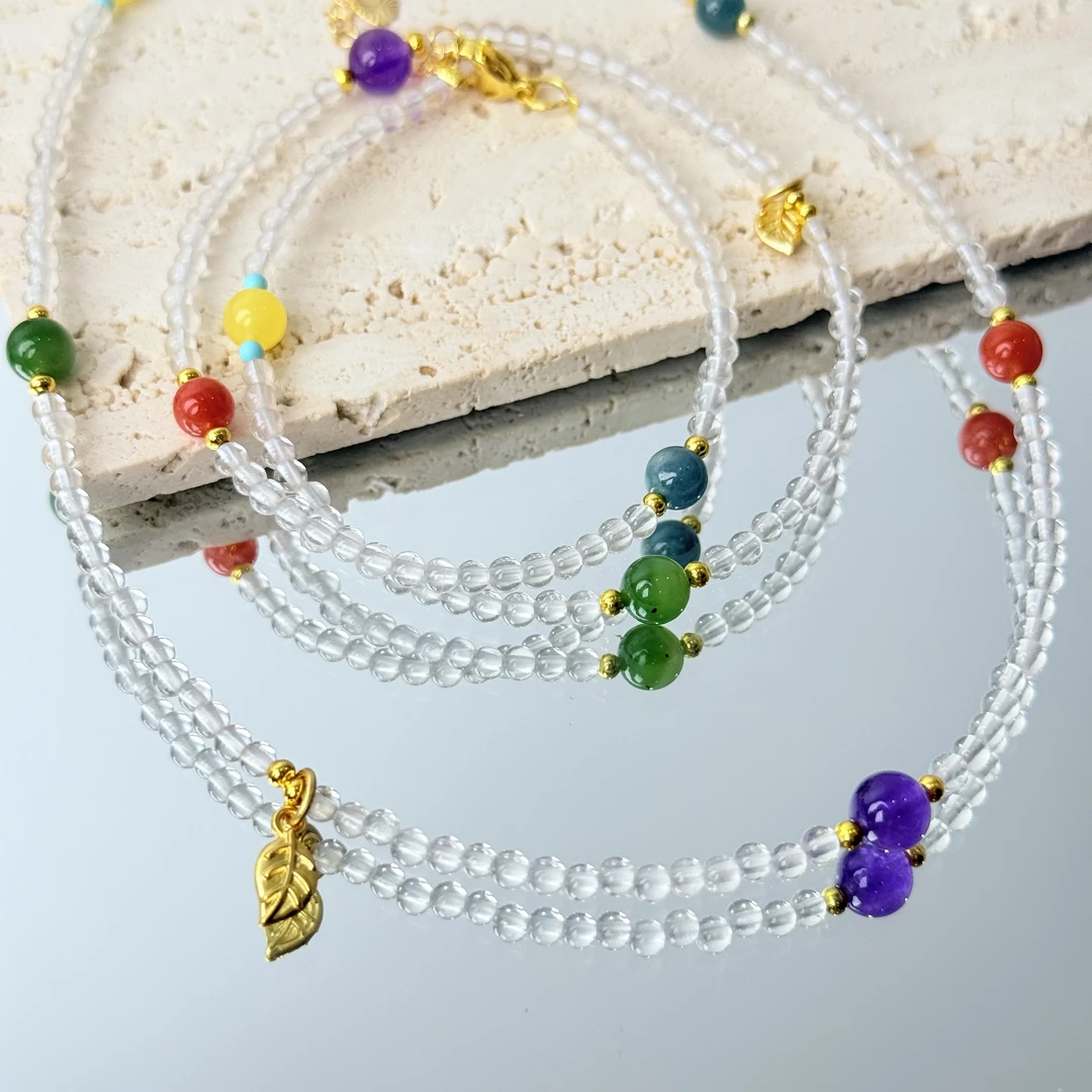 【881 白水多宝】白水晶3-4mm多宝项链面小仙多样性发其一