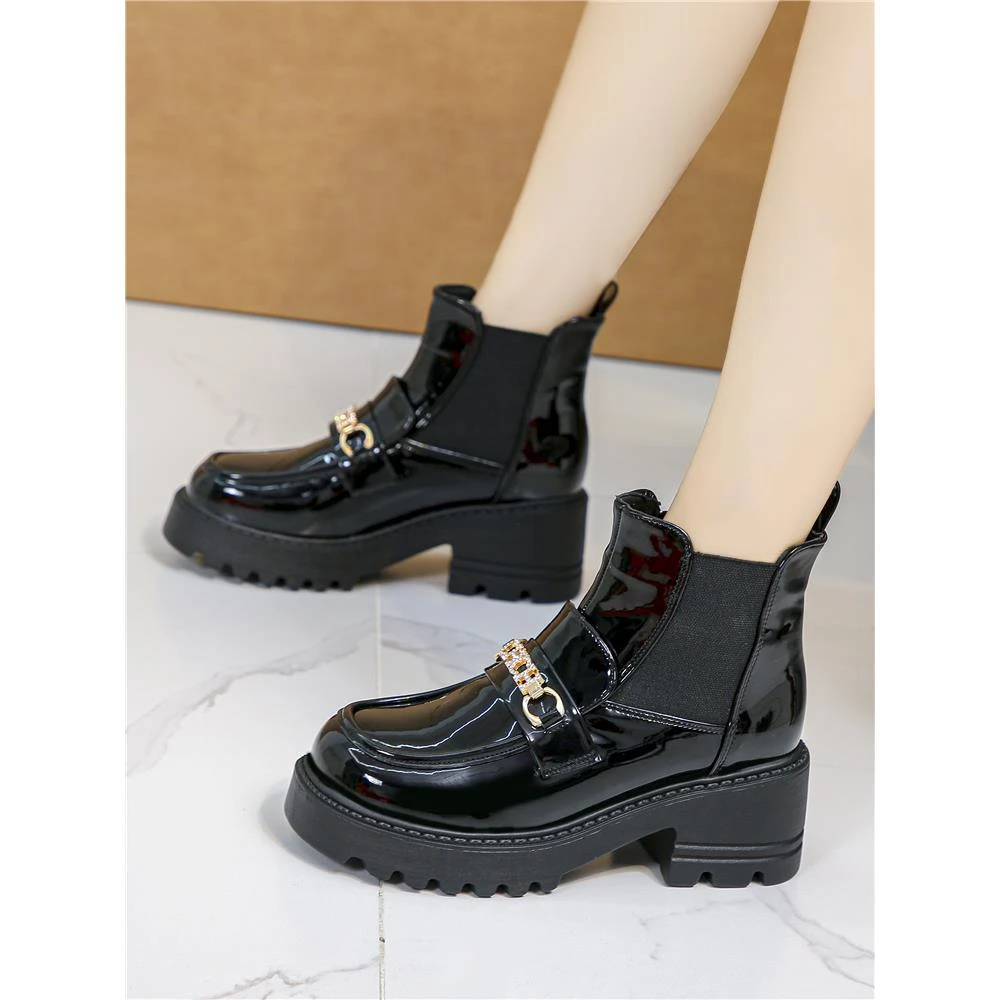 【香港DcSU专柜国际女鞋馆】 trbottom品牌新款厚底漆皮女靴英伦