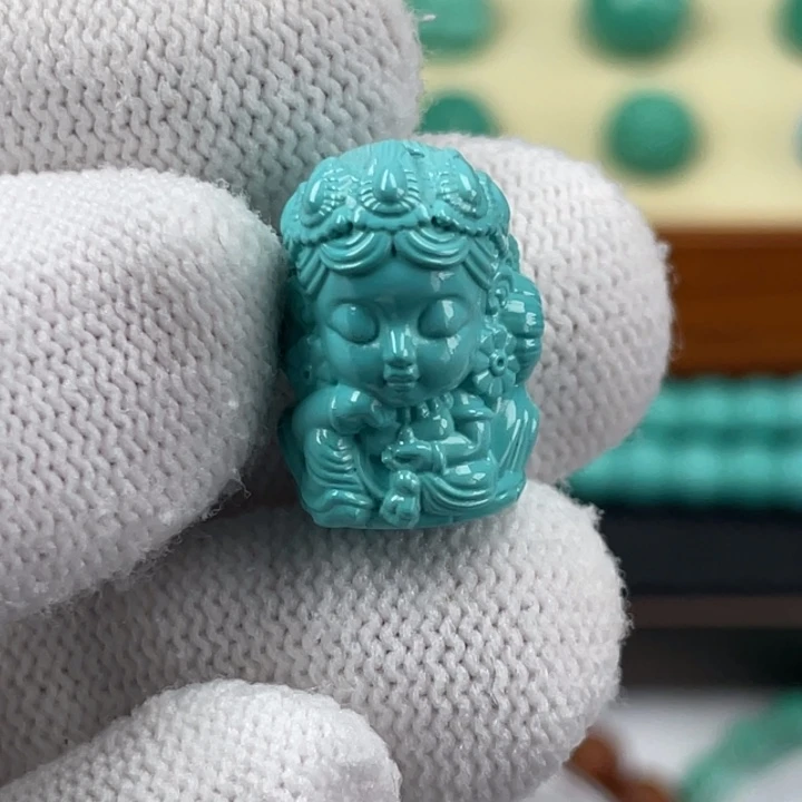 高瓷蓝绿色小美人全品