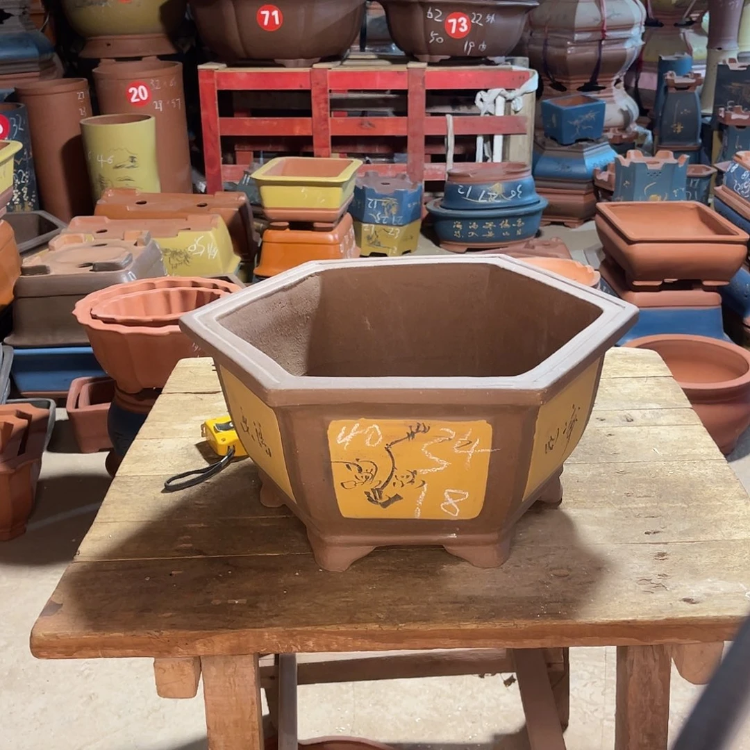 紫砂花盆六方盆一个一个