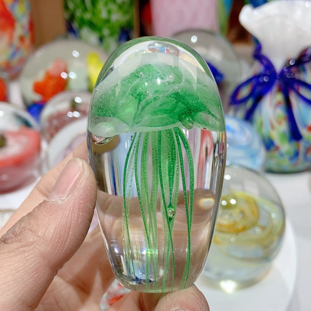 琉璃手工艺品精品小绿水母