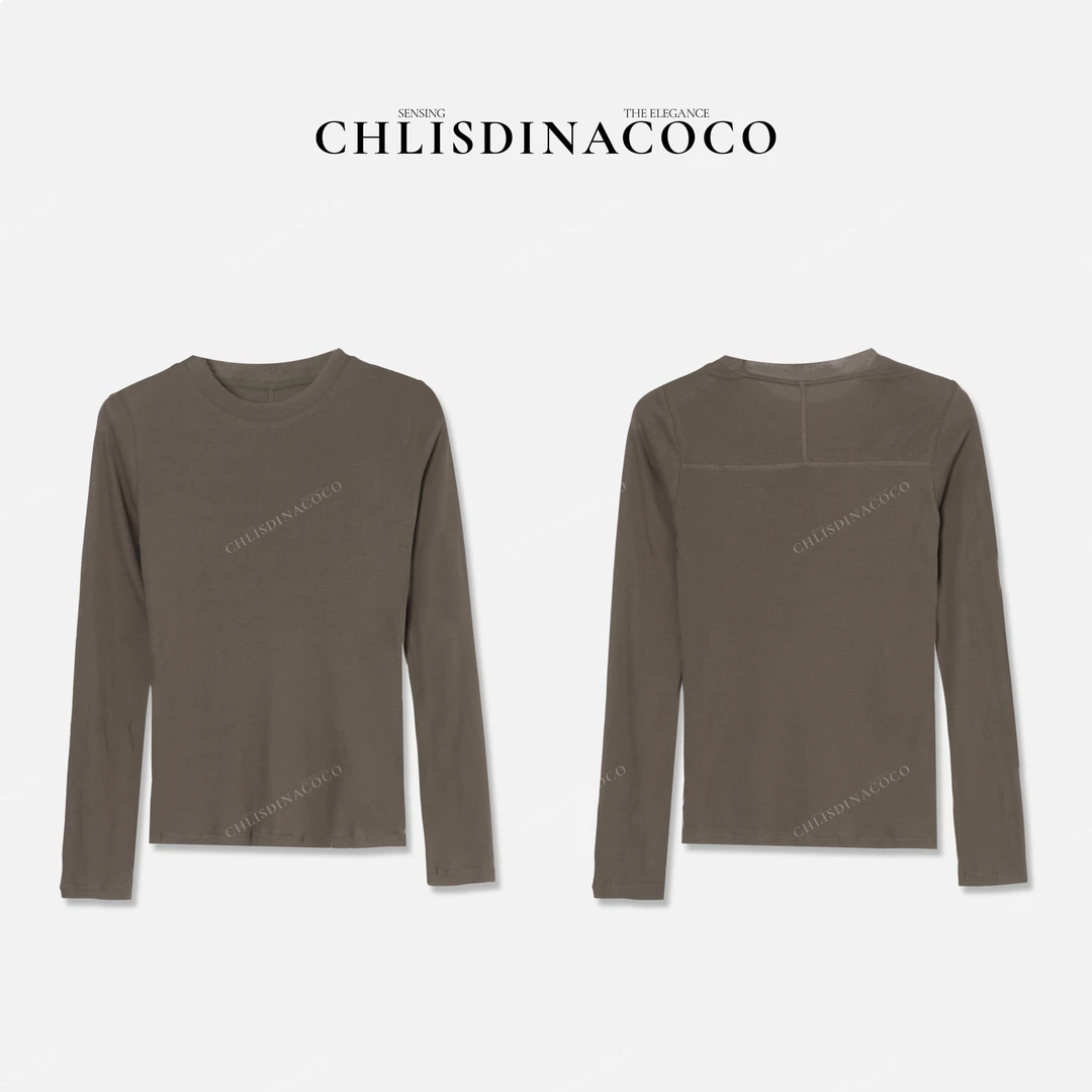 Chlisdinacoco丨“緈致兲洸”净版圆领长袖T恤C02067CT243