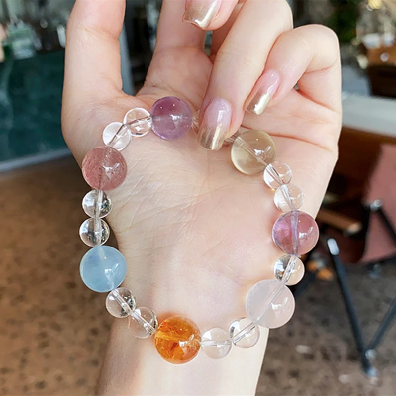 天然彩色糖果多宝10mm手串女手链时尚水晶彩色多宝多宝水晶珠宝