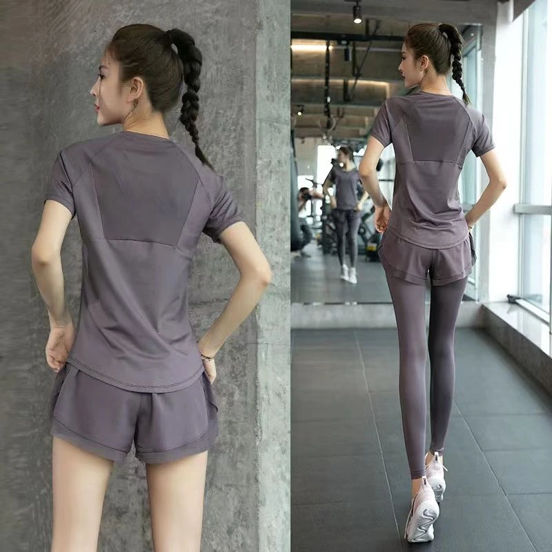 跑步套装女晨跑夏季新款瑜伽服女健身服弹力宽松薄款透气速干衣