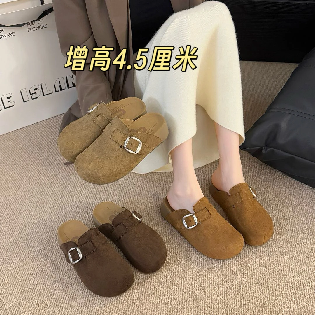 勃肯鞋女半拖2025春季新款厚底时尚复古学院风一脚蹬懒人外穿包头