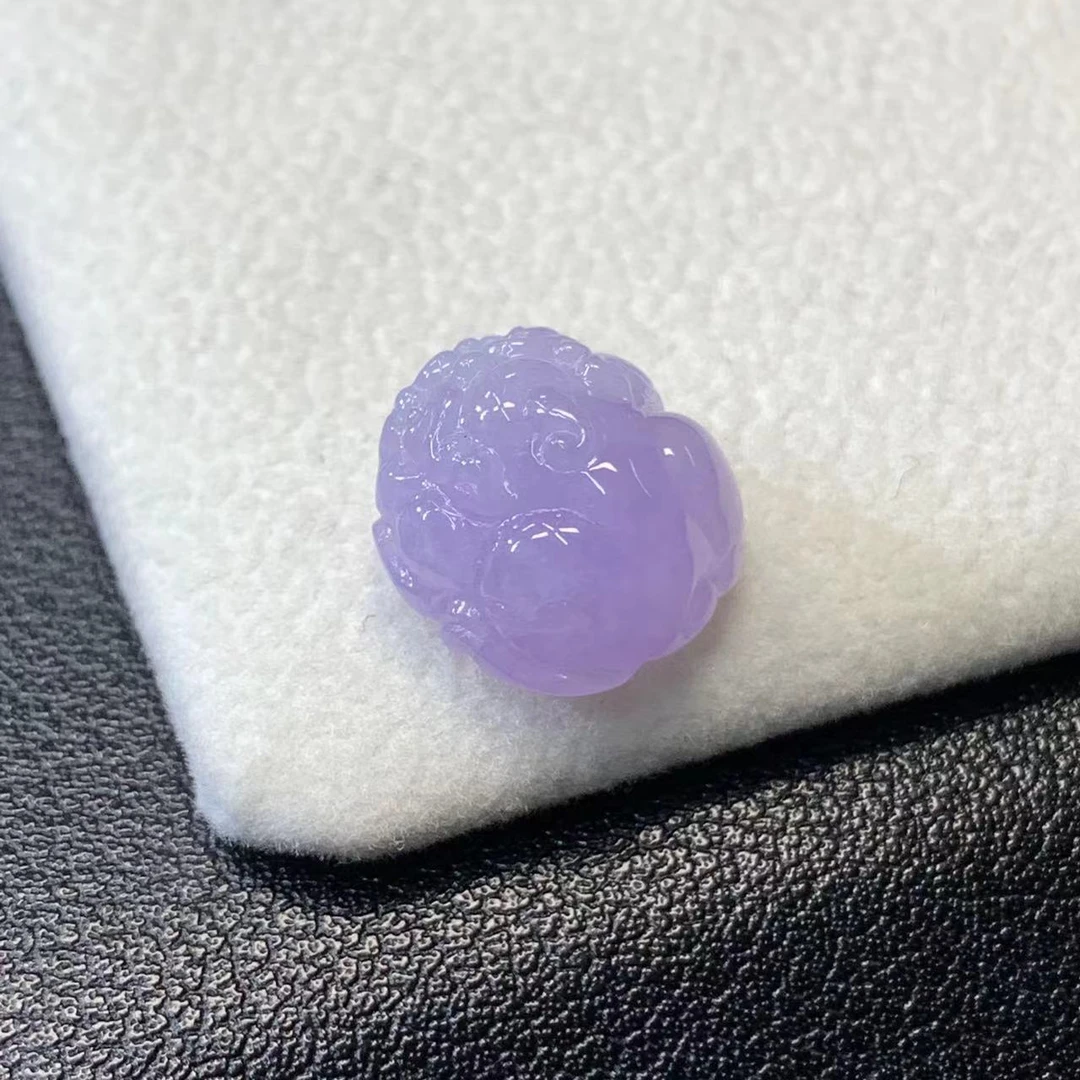 【金鑫】红春紫罗兰貔貅大戒面裸石*冰润紫罗兰招财貔貅缅甸翡翠A货