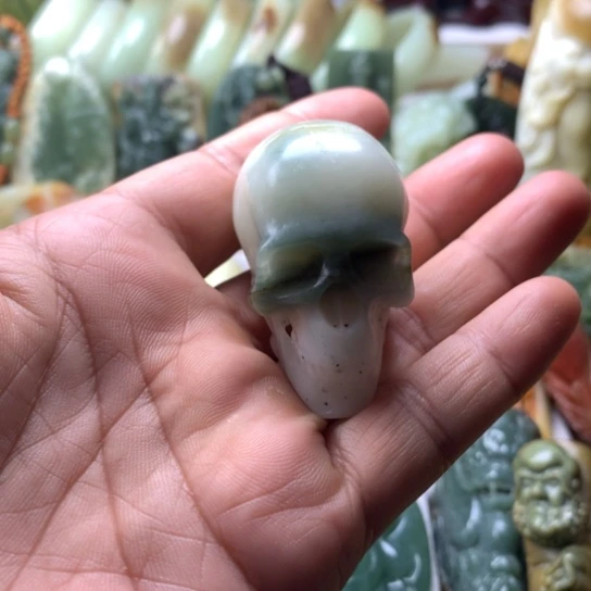 蝉***⁵蛇纹石玉未镶嵌岫玉手把件