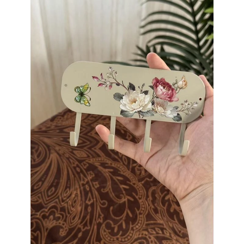 铁艺挂钩磁吸四钩咖色
