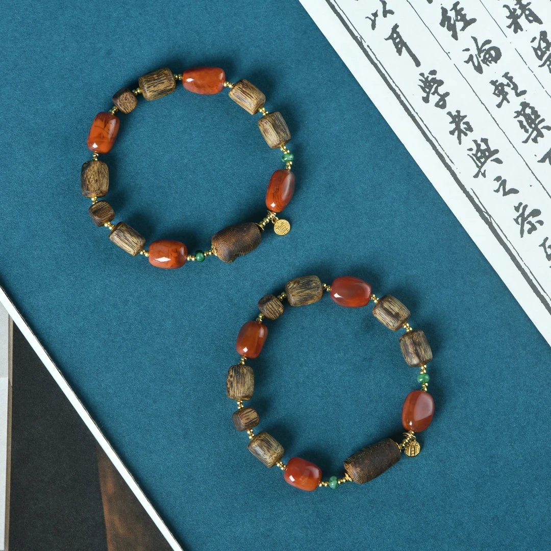 沉香越南芽庄白奇楠沉香随形珠南红随形珠手链手串（多样性发其一）