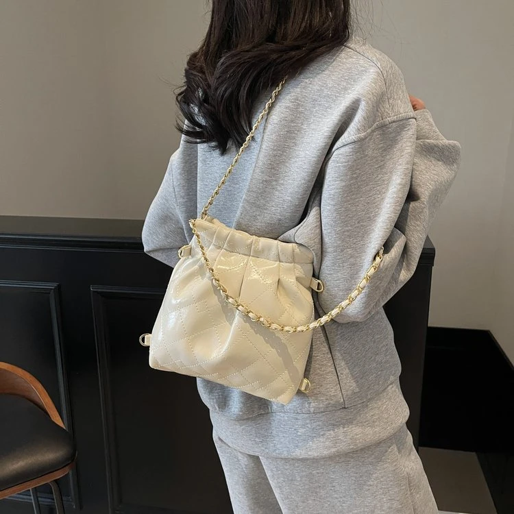 热麦女包简约风磁扣菱格斜挎包蝴蝶结包包洋气单肩欧若假日风