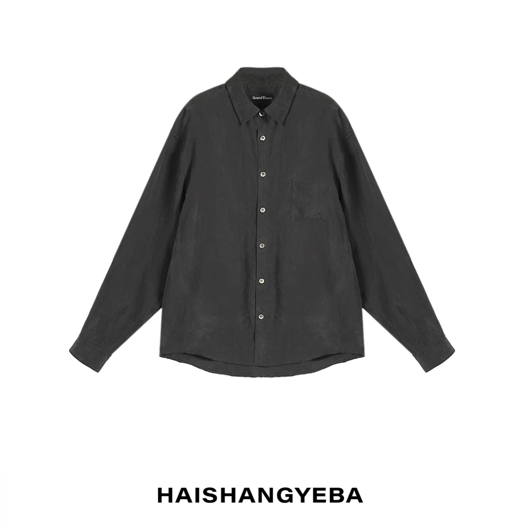 【海上叶爸】新款2025夏季百搭铜氨男女同款纽扣宽松休闲衬衫外套