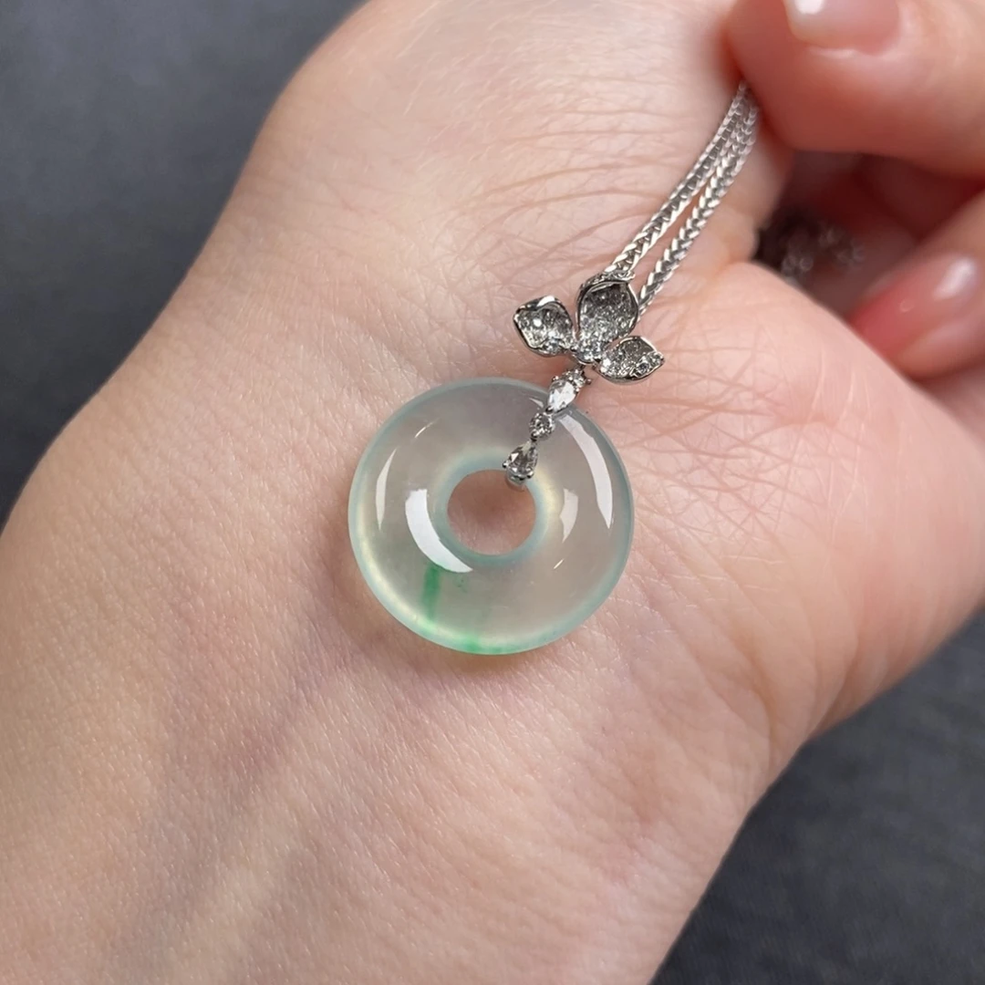 翡翠颈饰18K金镶嵌16.5-4.1