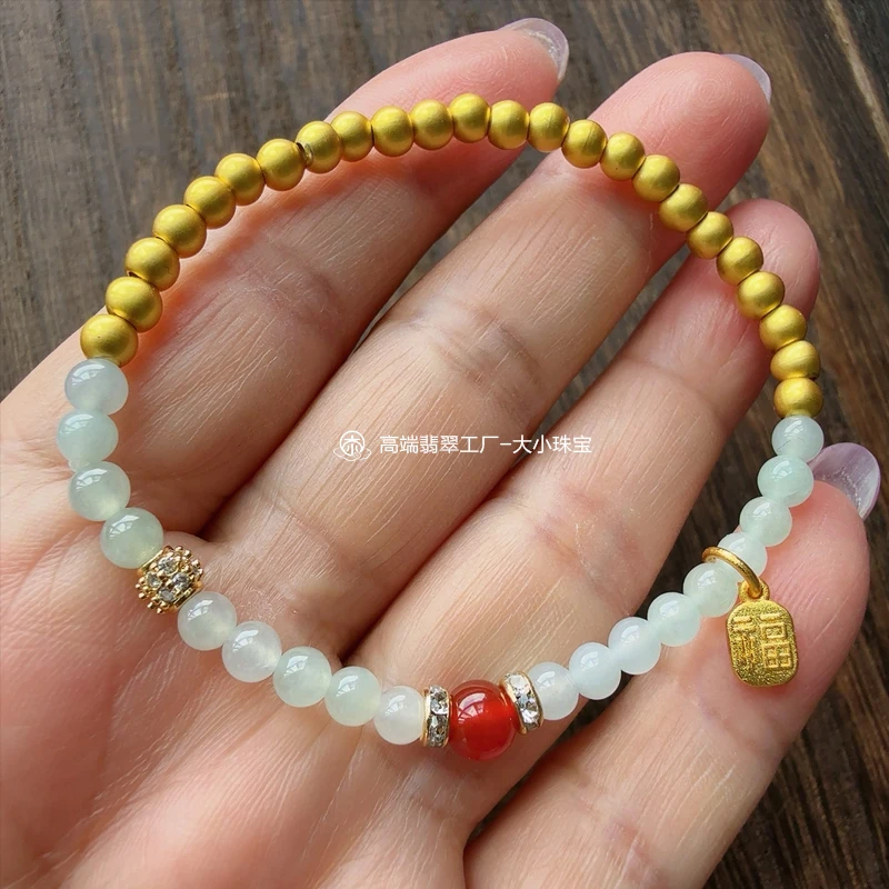 大小珠宝福利款冰种小米珠珠子手串配饰铜合金玛瑙女款手工古风