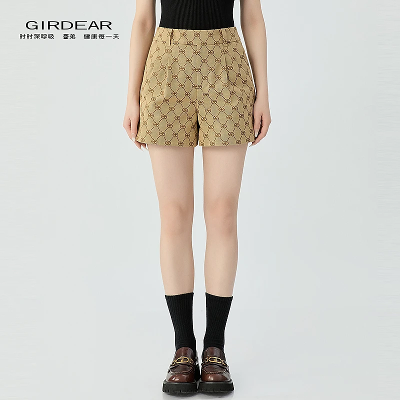 哥弟  品质女装经典时尚舒适通勤简约百搭中高腰A版短裤1100529