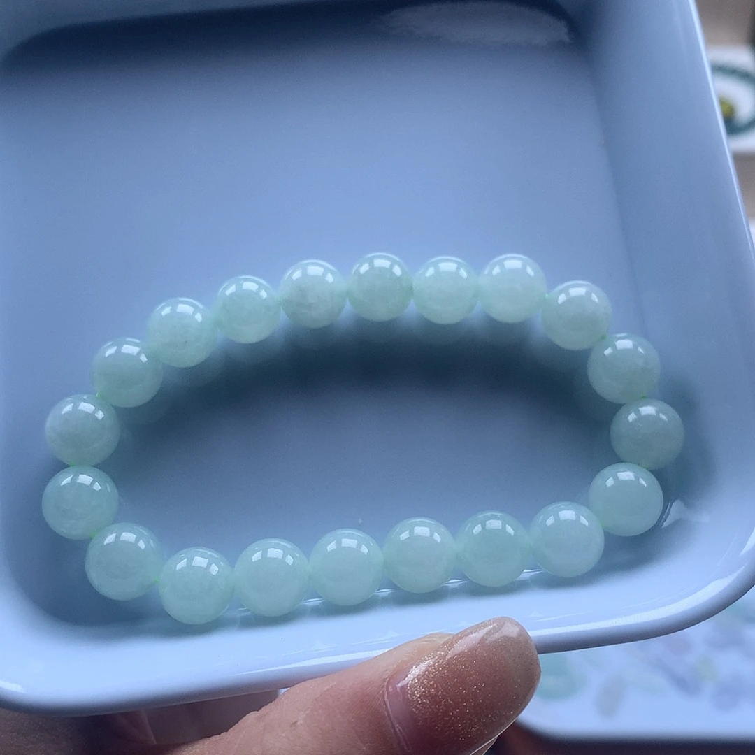 翡翠未镶嵌手串翡翠圆珠果绿12