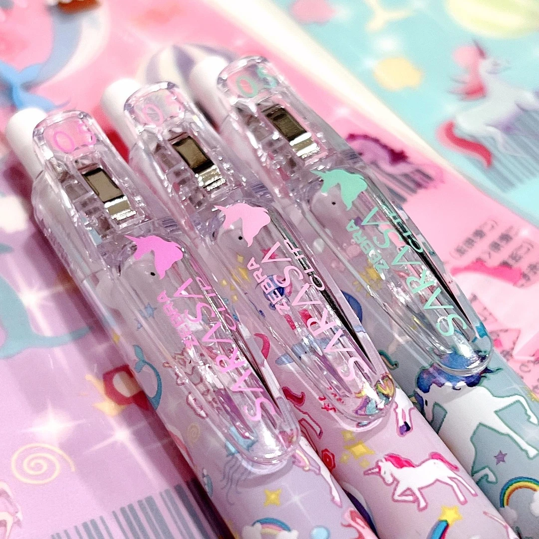 日本斑马ZEBRA高颜值限定款梦境独角兽透明笔夹中性笔黑芯0.5mm