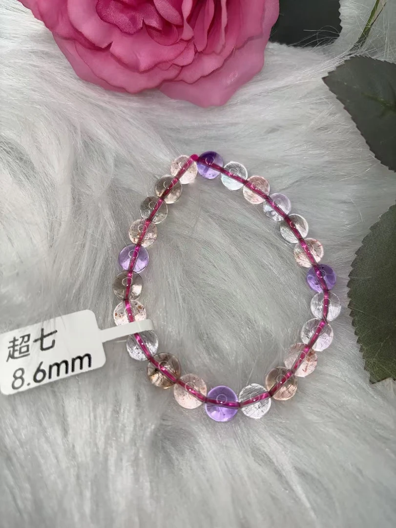 合成金属石英石手链 超七水晶手串8.6mi