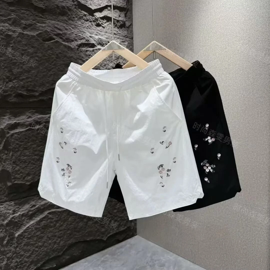 2025夏季新款男士短裤时尚百搭休闲潮流刺绣五分裤宽松舒适速干裤