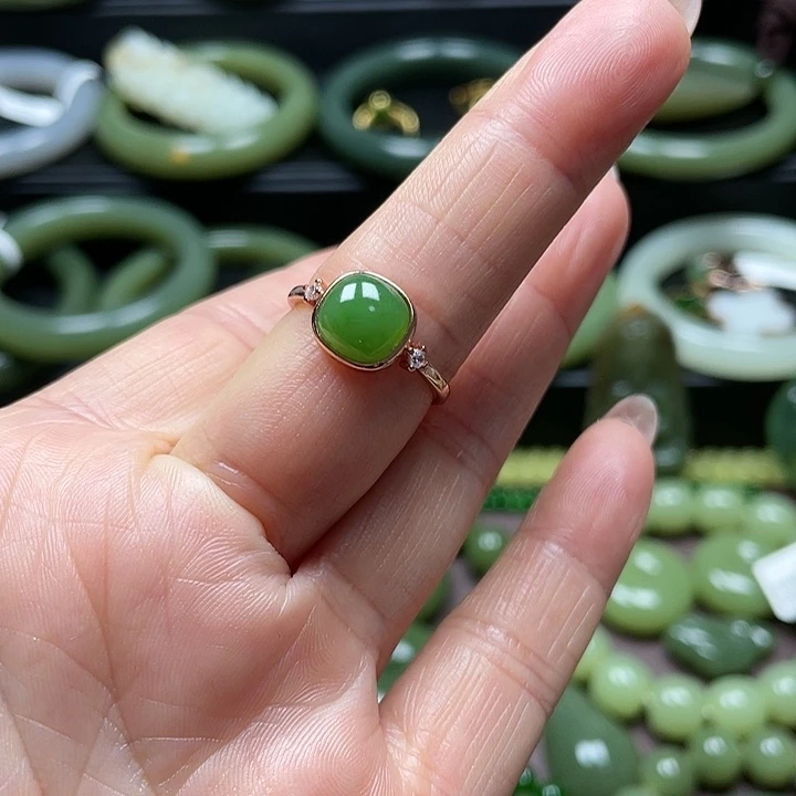 和田玉（碧玉）银S925镶嵌戒指