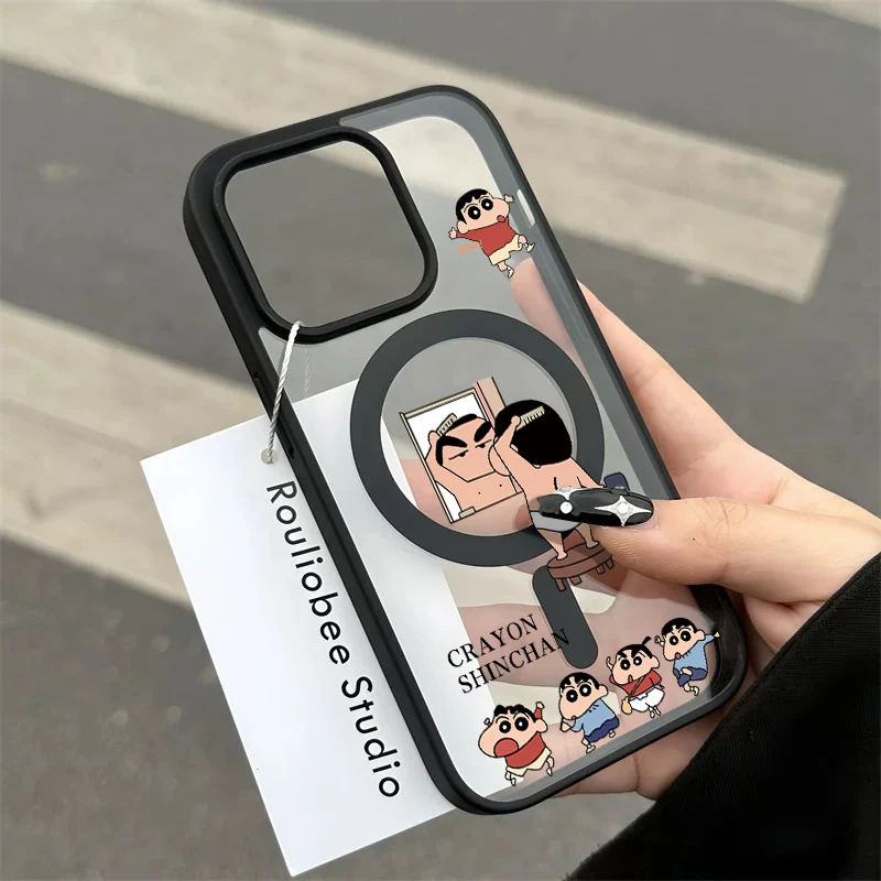 创意自恋帅气小新磁吸壳适用iPhone16promax手机保护壳苹果15pro