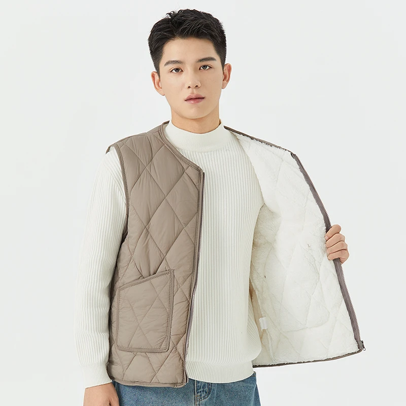 男款内穿马甲拉链款中老年爸爸装保暖内穿坎肩秋冬加绒加厚防寒