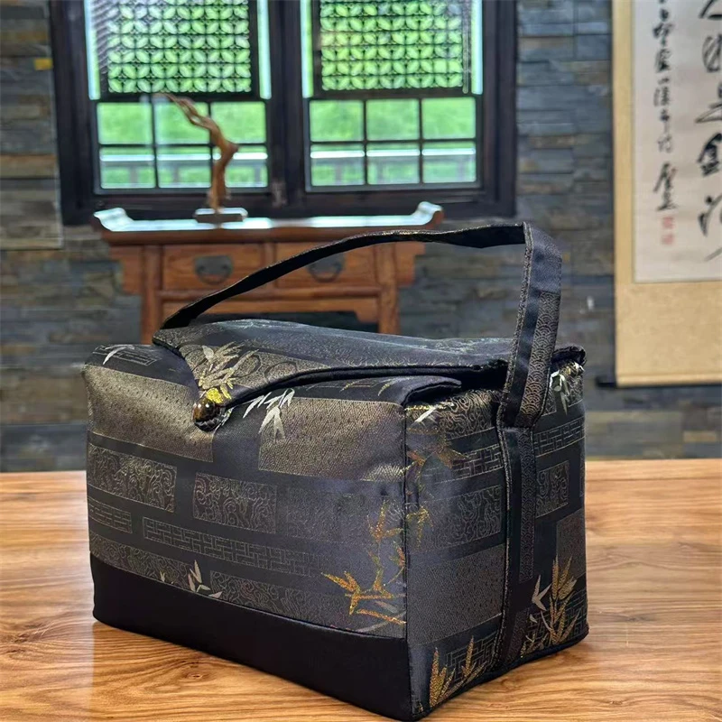 YCQ-3084[学茶严选]拼接竹子织锦超大茶事包25x13x13cm 茶道