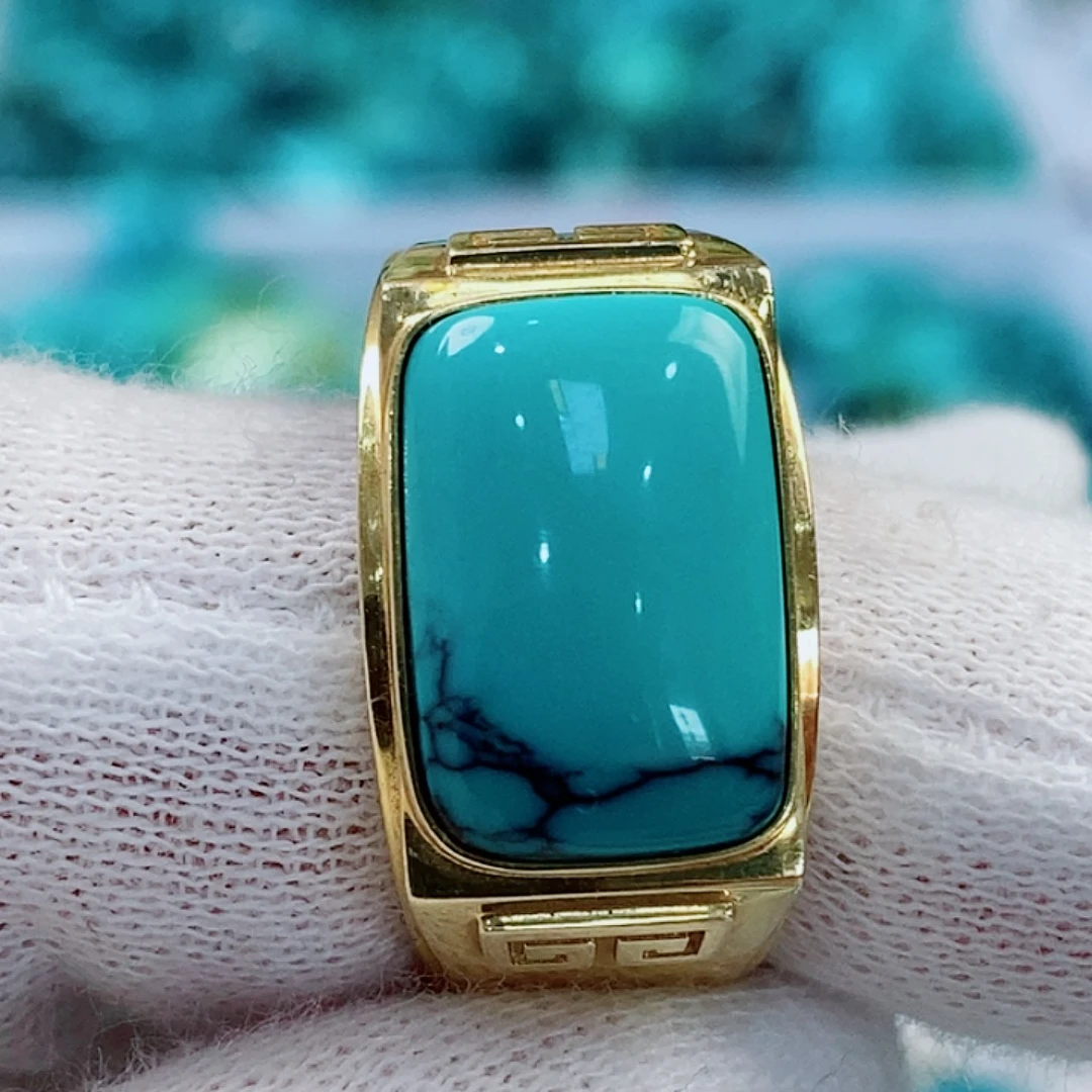 18K金镶嵌绿松石原矿无优化