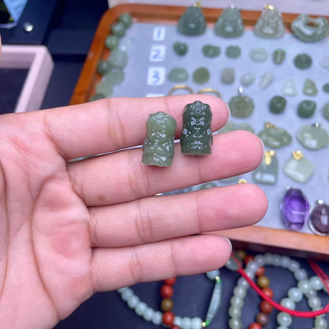 天然和田玉拉姆通孔配件手工DIY编织红绳手串项链文玩58.8一个