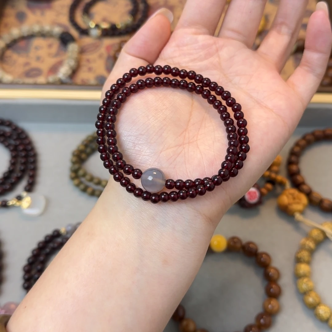 非洲紫檀（红花梨）把件双圈石榴石4m