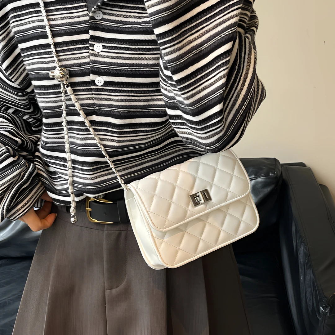 菱格链条包小方包单肩菱格斜挎包肩包手机包muji风转运珠包包潮流