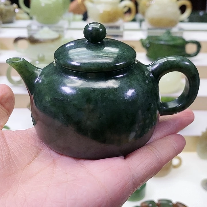 和田玉未镶嵌挂件茶壶130ml