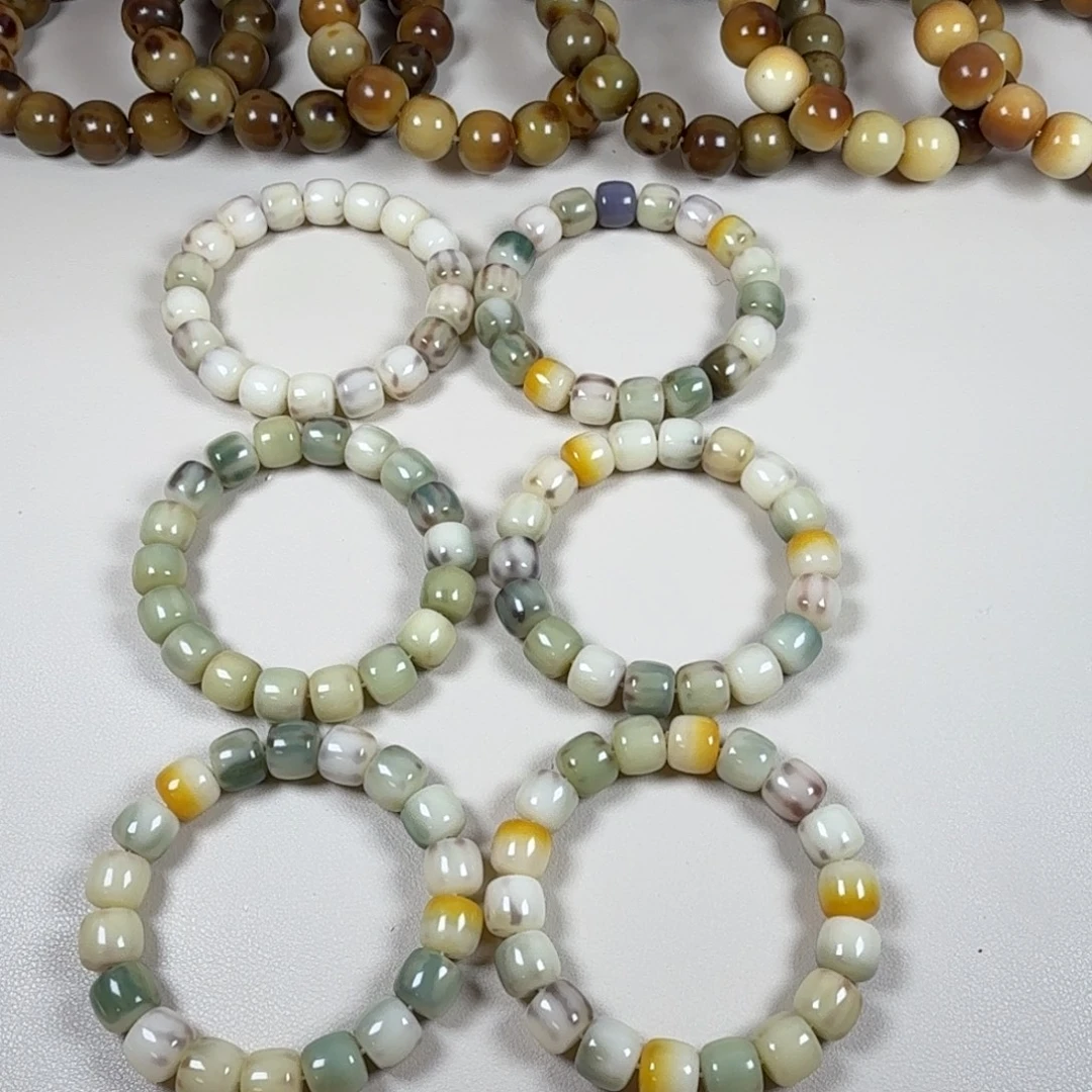 菩提根/象牙果手串松绿玫瑰卡13