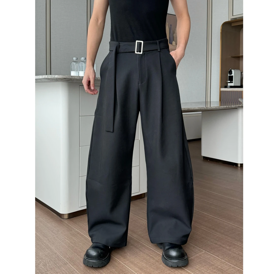 YOUNG秋季新款廓形双褶立体剪裁西裤保暖通勤抗皱垂感微弹西裤