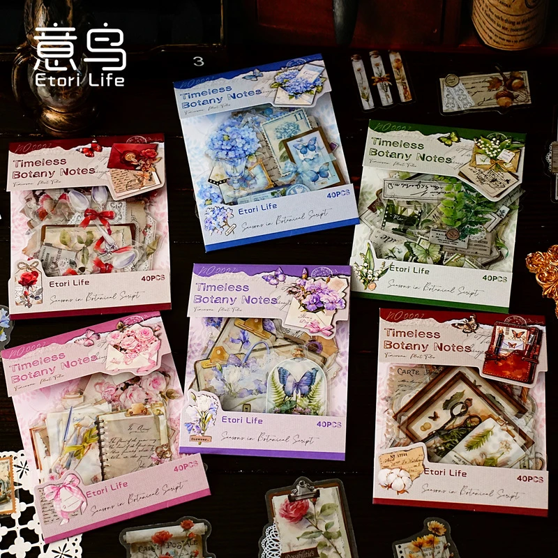 意鸟etori贴纸包 拾光篇章系列  创意diy素材pet40张入 6款新品