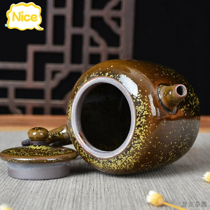 工厂直供爆款花月夜建盏铁胎陶瓷功夫家用泡茶单壶